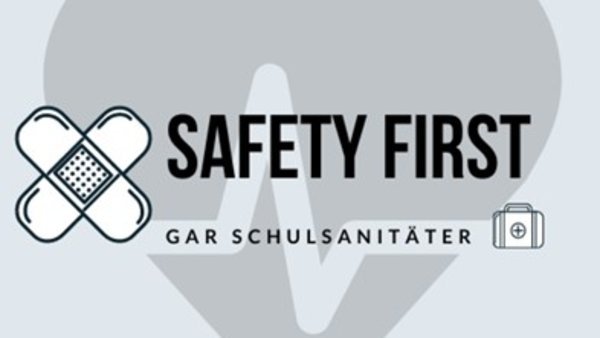 Das Logo unserer Schulsanitäter zeigt ein Herz mit EKG-Kurve, Pflaster und dem Schriftzug GAR Schulsanitäter